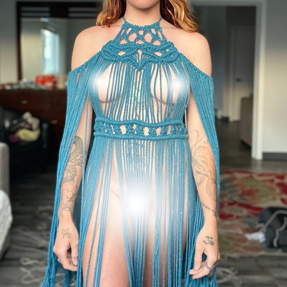 Handmade Macrame Crochet Dress Unique Small - Picture 8 of 16